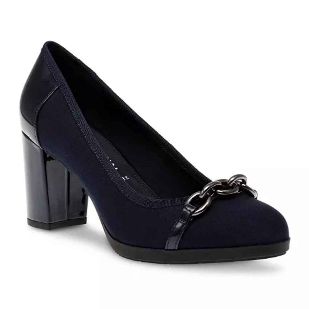 Anne Klein CAITLYN Pump Black Chain Detail Heels Size 9 Women’s